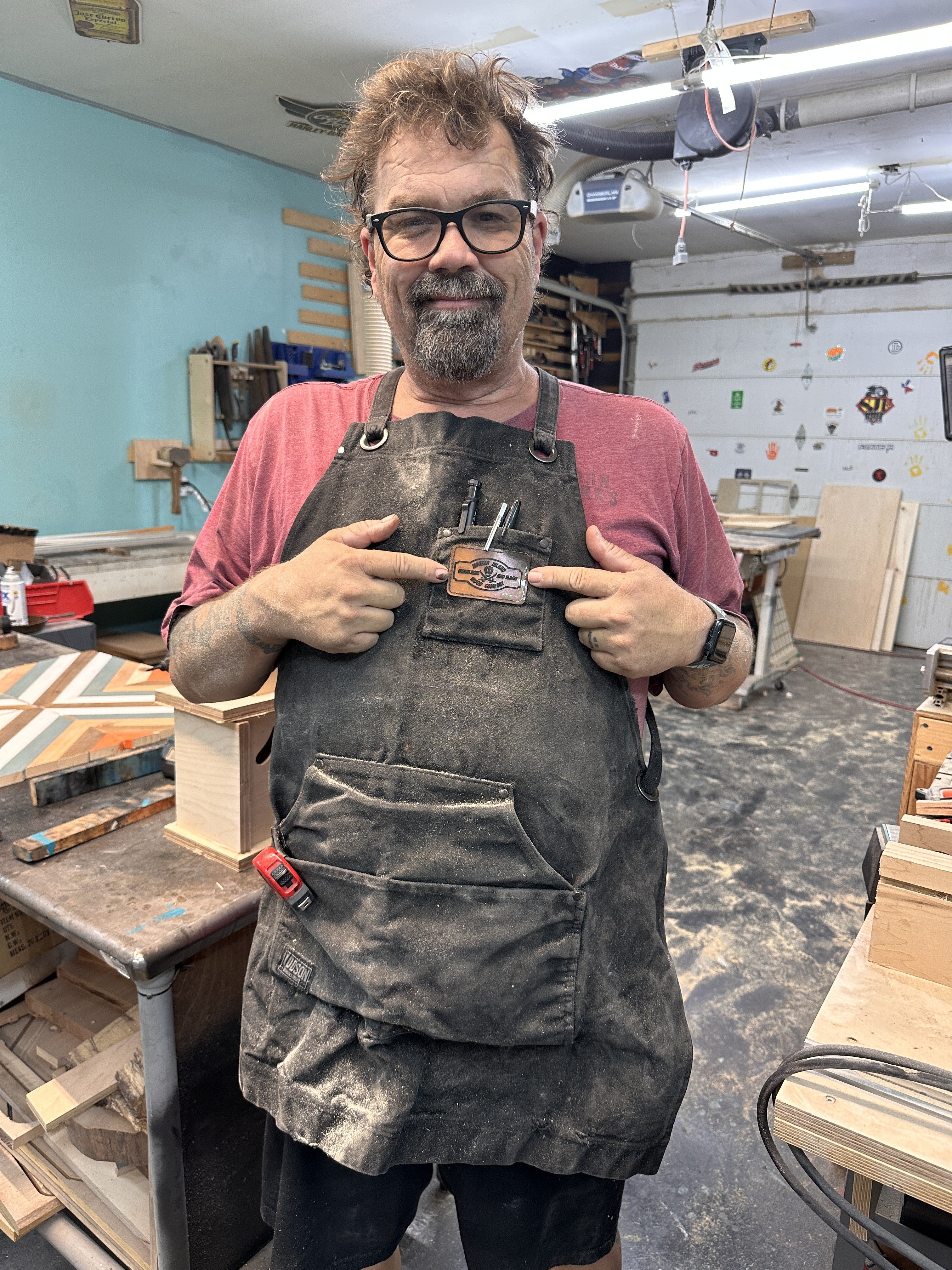 John in the workshop — where every board starts