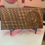 Wavy Marine Corps Wood Flag with Name - 3D - Marine Corps Hobbyist License # 19382 - Semper Fidelis