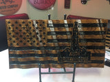 Rustic Oilfield Flag - 3D Wavy Wood Flag - 23&quot; X 11&quot; - Personalized - Oilfield Decor