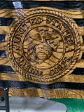 Wavy Marine Corps Wood Flag with Name - 3D - Marine Corps Hobbyist License # 19382 - Semper Fidelis