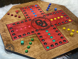 OU Wooden Wahoo Board - Game With Dice and Marbles - Free Personalization - Liscened OU Crafter 16MM Marbles