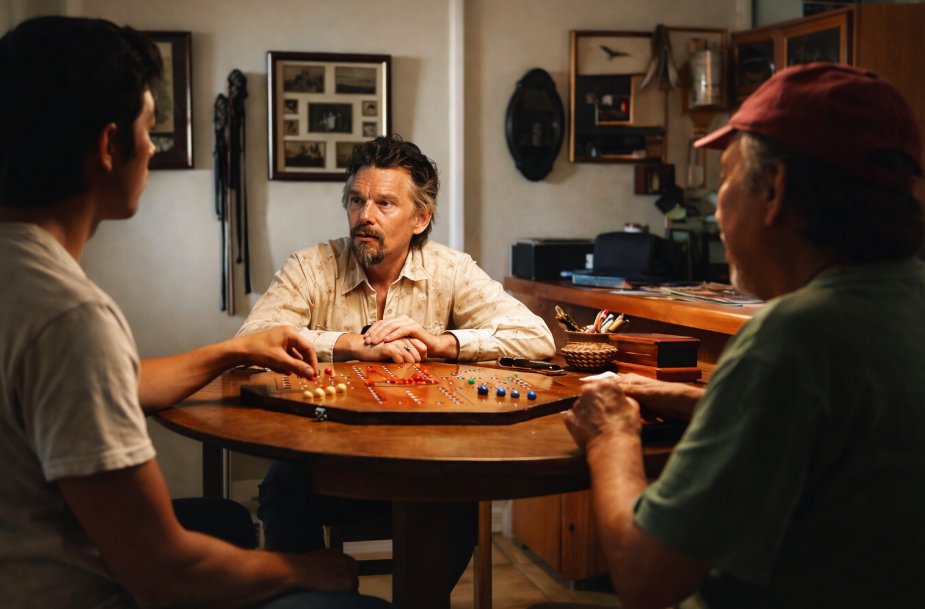 Custom HIWC wahoo board featured on FX's The Lowdown with Ethan Hawke and Graham Greene